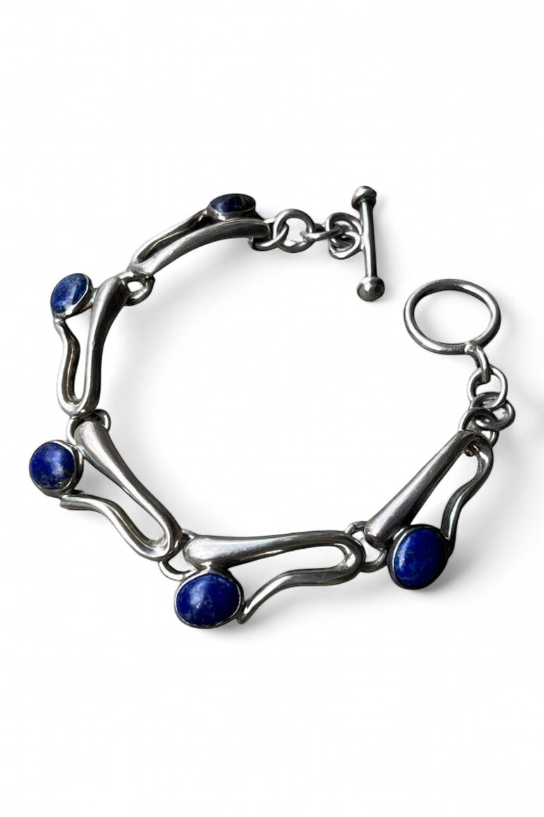 925 SILVER BRACELET T-BAR W/LAPIS LAZULI / SILVER [SIZE: ONE SIZE USED]