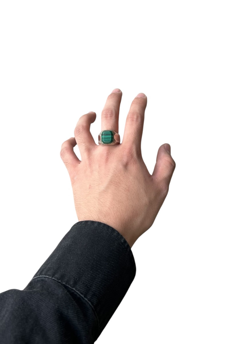 MADE IN MEXICO 925 SILVER RING W/MALACHITE / SILVER [SIZE: JP 23 USED]
