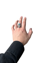 画像をギャラリービューアに読み込む, VINTAGE NATIVE AMERICAN 925 SILVER EAGLE RING W/TURQUOIS / SILVER  [SIZE: 21号 USED]
