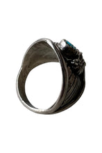 画像をギャラリービューアに読み込む, VINTAGE NATIVE AMERICAN 925 SILVER EAGLE RING W/TURQUOIS / SILVER  [SIZE: 21号 USED]
