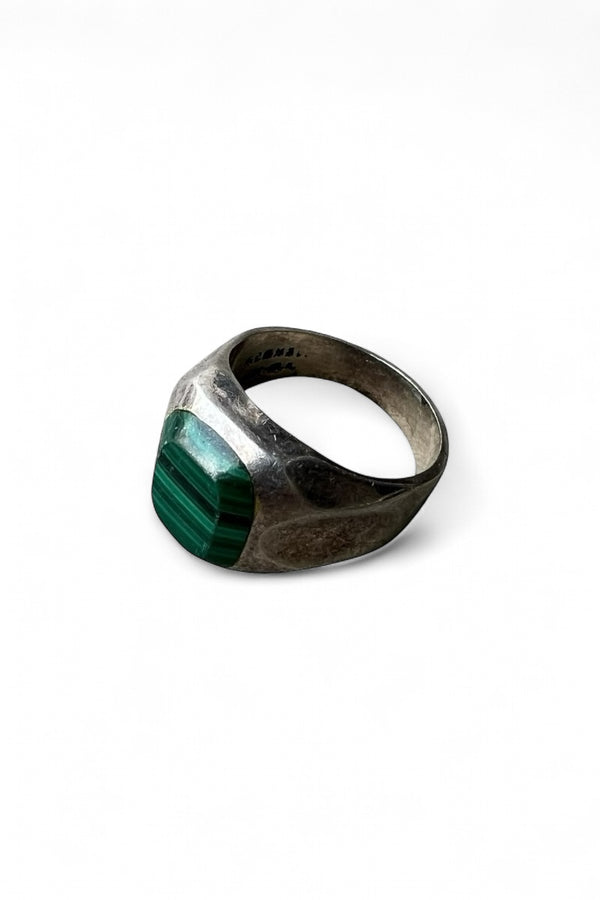 MADE IN MEXICO 925 SILVER RING W/MALACHITE / SILVER [SIZE: JP 23 USED]