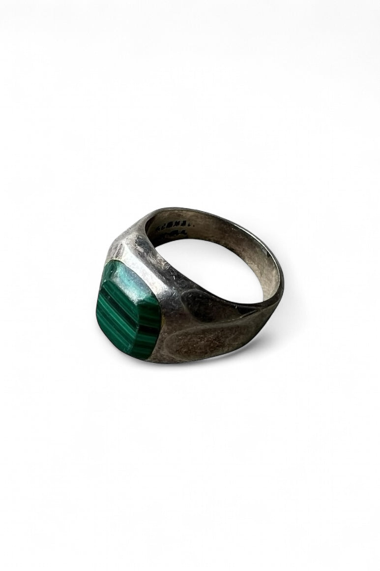 MADE IN MEXICO 925 SILVER RING W/MALACHITE / SILVER  [SIZE: 23号 USED]