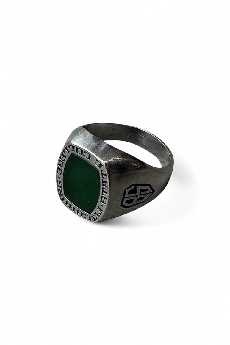ARTCARVED 80'S COLLAGE RING W/STONE / SILVER  [SIZE: 18号 USED]