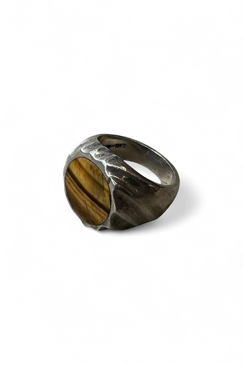 MADE IN MEXICO 925 SILVER RING W/TIGER EYE / SILVER  [SIZE: 18号 USED]