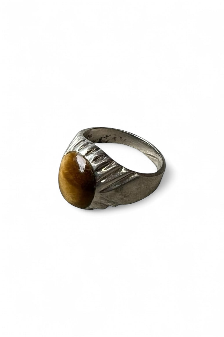 MADE IN MEXICO 925 SILVER RING W/TIGER EYE / SILVER  [SIZE: 23号 USED]