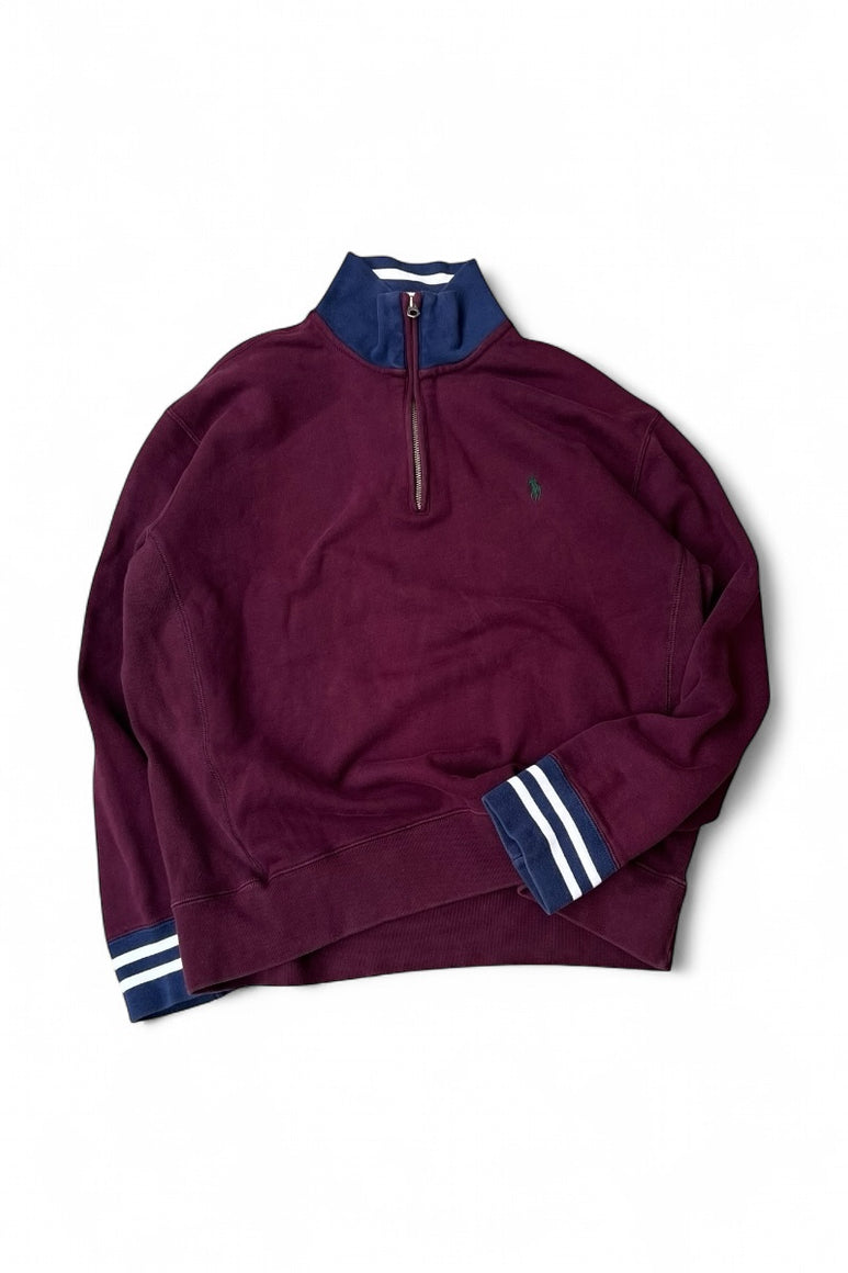 90'S HALF-ZIP SWEATSHIRT / BURGUNDY [SIZE: XL USED]
