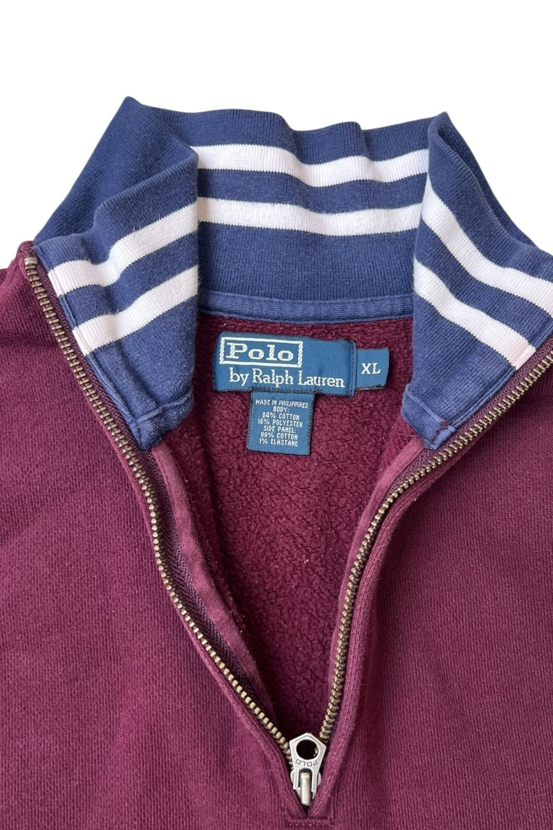 90'S HALF-ZIP SWEATSHIRT / BURGUNDY [SIZE: XL USED]