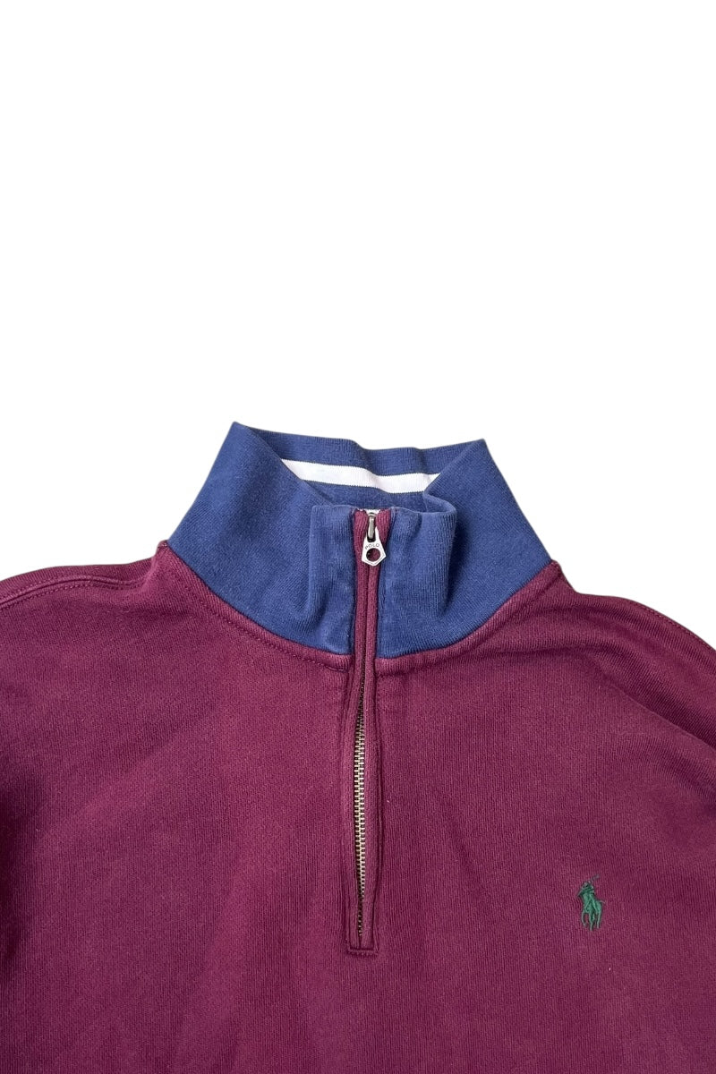 90'S HALF-ZIP SWEATSHIRT / BURGUNDY [SIZE: XL USED]