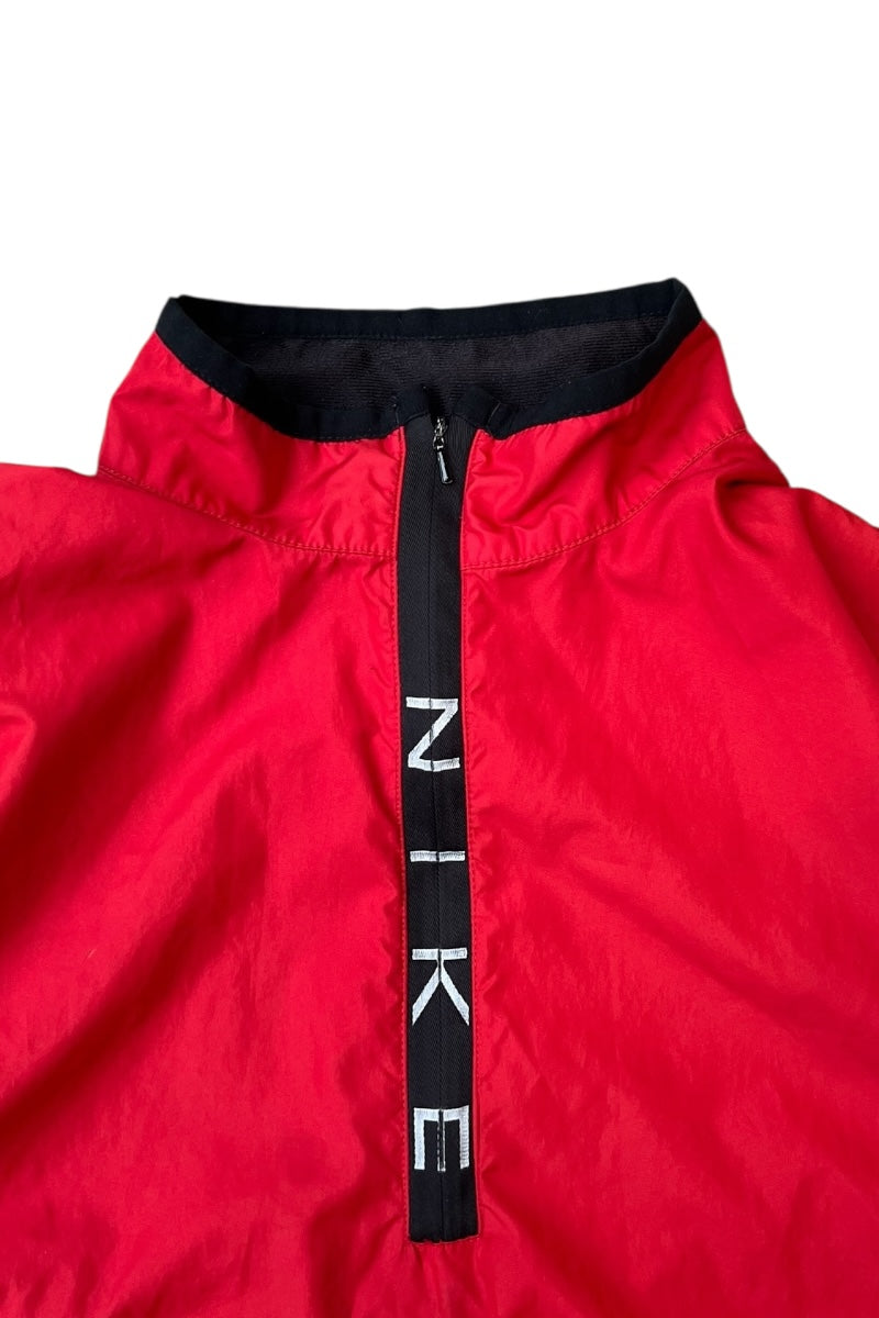 Y2K EARLY 00'S HALF-ZIP NYLON JACKET / RED [SIZE: S USED]