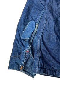 70-80'S DENIM COVERALL JACEKET W/BLANKET LINER / INDIGO [SIZE: 38 USED]