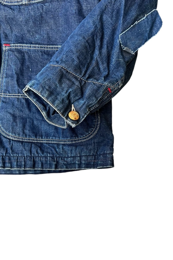 70-80s DENIM COVERALL JACKET W/BLANKET LINER / INDIGO [SIZE: 38 USED]