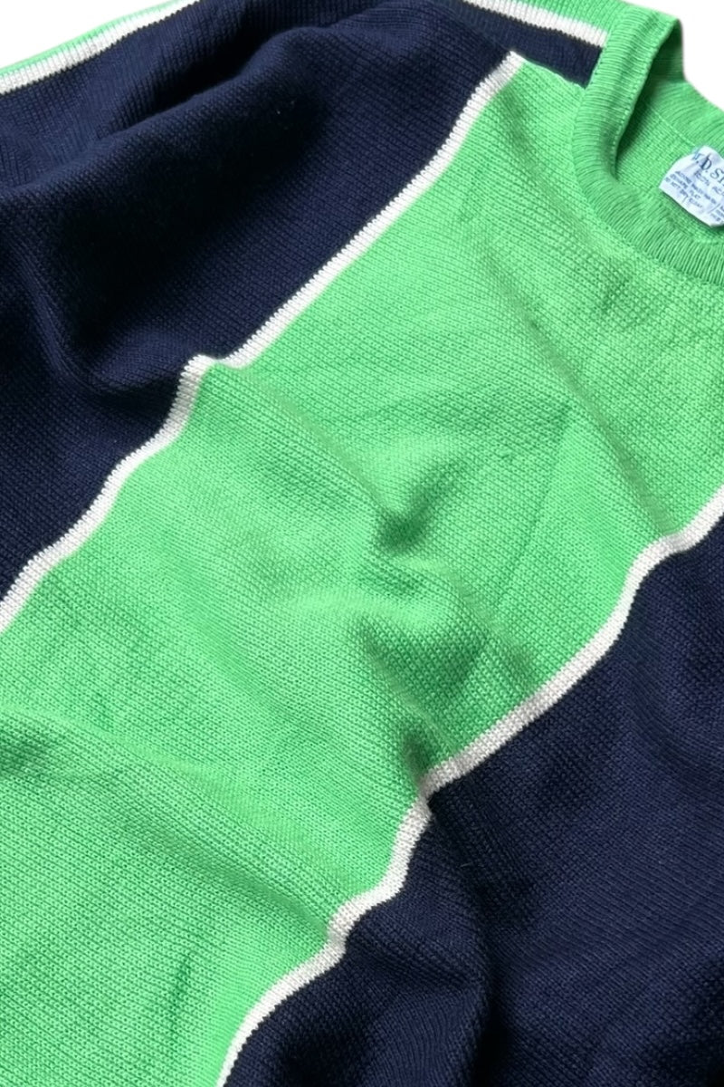 MADE IN ROMANIA 70-80'S ACRYLIC KNIT SWEATER / GREEN [SIZE: L USED]