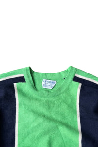 MADE IN ROMANIA 70-80'S ACRYLIC KNIT SWEATER / GREEN [SIZE: L USED]