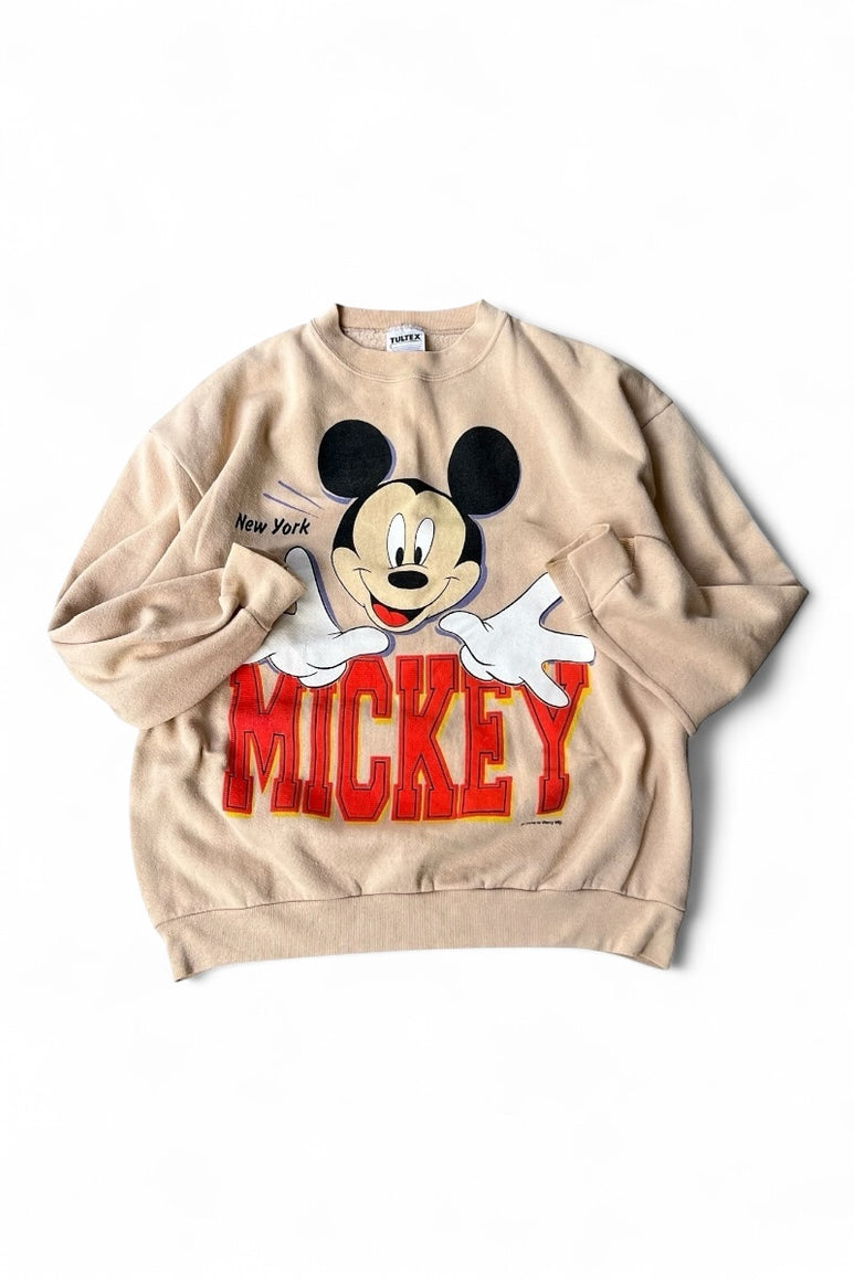 MADE IN USA 90'S MICKEY SWEATSHIRT / BEIGE [SIZE: L USED]
