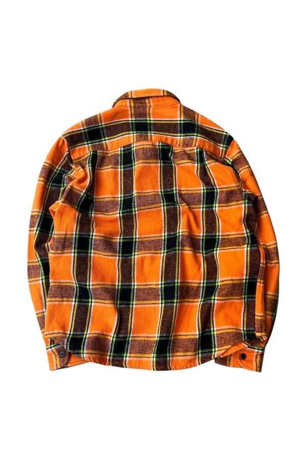L/S FLANNEL CHECK SHIRT / ORANGE [SIZE: M USED]
