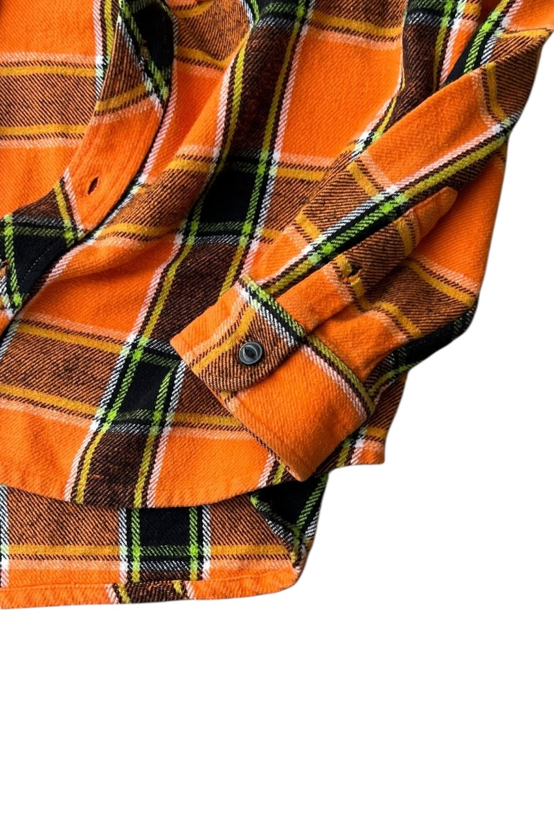 L/S FLANNEL CHECK SHIRT / ORANGE [SIZE: M USED]