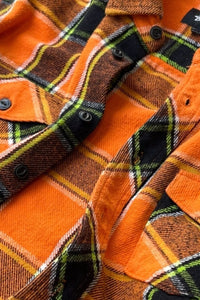 L/S FLANNEL CHECK SHIRT / ORANGE [SIZE: M USED]