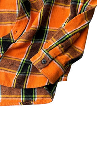 L/S FLANNEL CHECK SHIRT / ORANGE [SIZE: M USED]