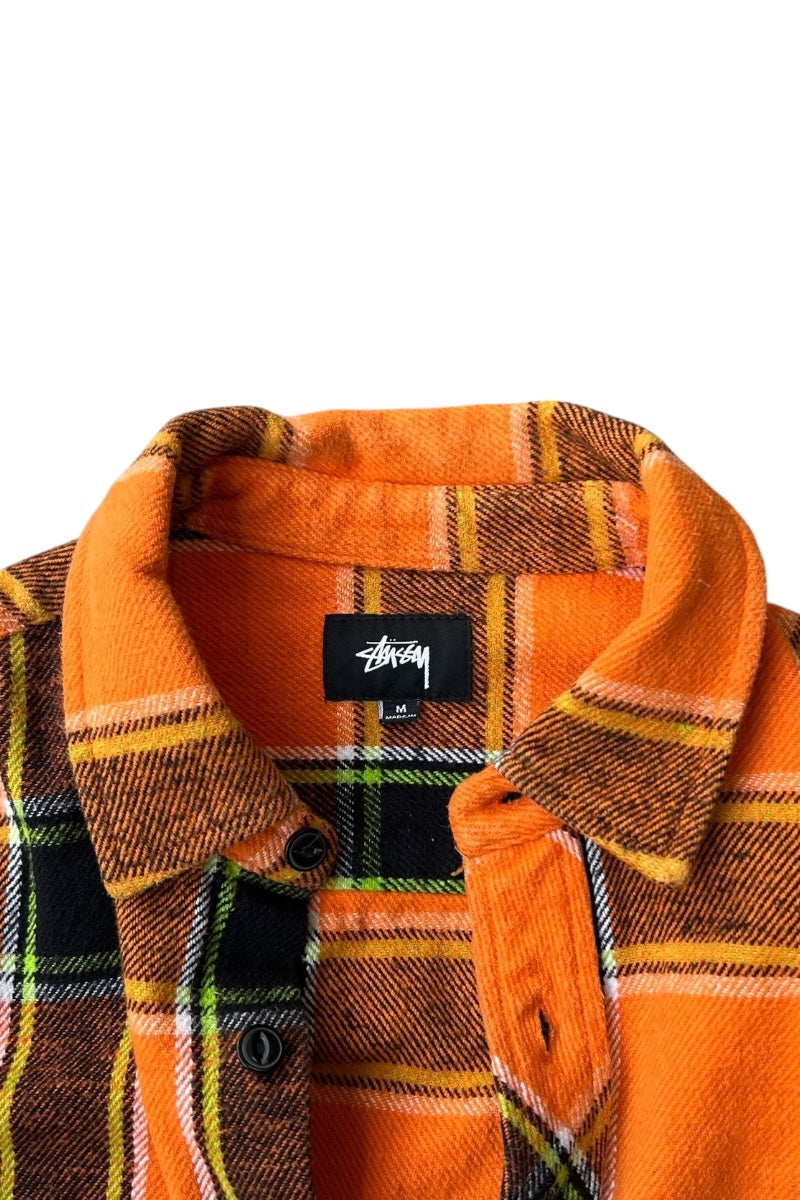 L/S FLANNEL CHECK SHIRT / ORANGE [SIZE: M USED]