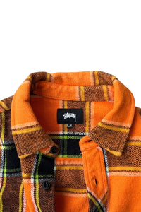 L/S FLANNEL CHECK SHIRT / ORANGE [SIZE: M USED]