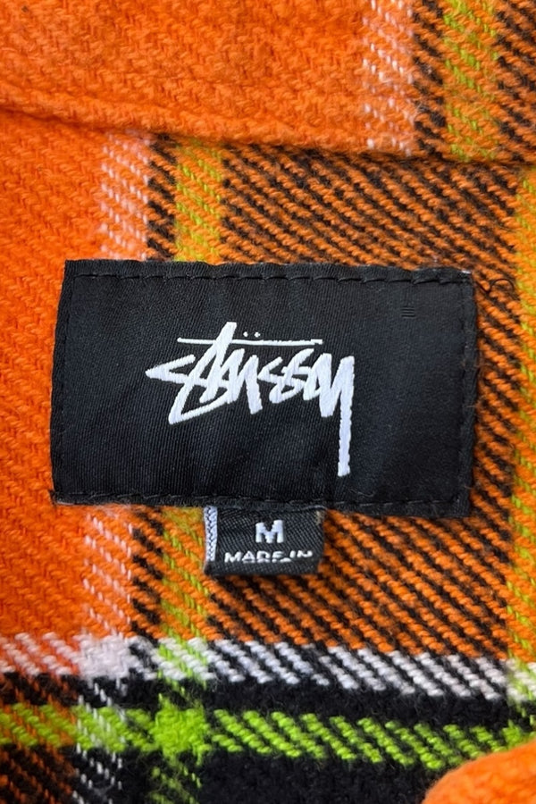 L/S FLANNEL CHECK SHIRT / ORANGE [SIZE: M USED]