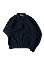 画像をギャラリービューアに読み込む, 90&#39;S L/S WOOL POLO SHIRT / BLACK [SIZE: L USED]
