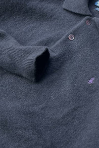 90'S L/S WOOL POLO SHIRT / BLACK [SIZE: L USED]