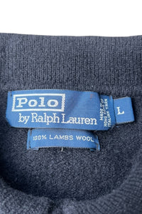 90'S L/S WOOL POLO SHIRT / BLACK [SIZE: L USED]