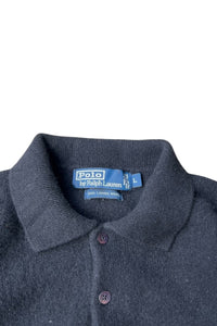 90'S L/S WOOL POLO SHIRT / BLACK [SIZE: L USED]