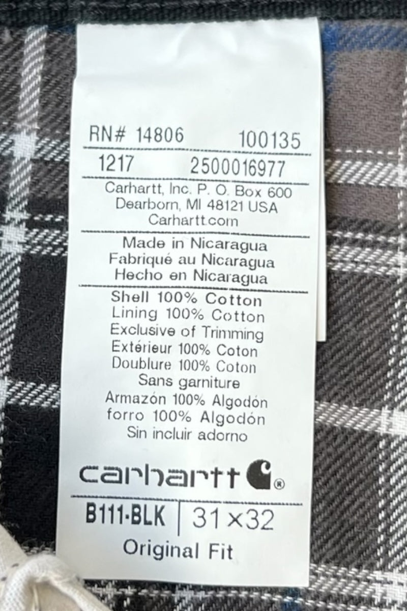 18SS DUCK PAINTER PANTS W/CHECK LINER USA PRODUCT / BLACK [SIZE: 31 USED]