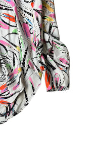 MADE IN ENGLAND 80-90'S L/S SILK SHIRT / PATTERN [SIZE: L USED]