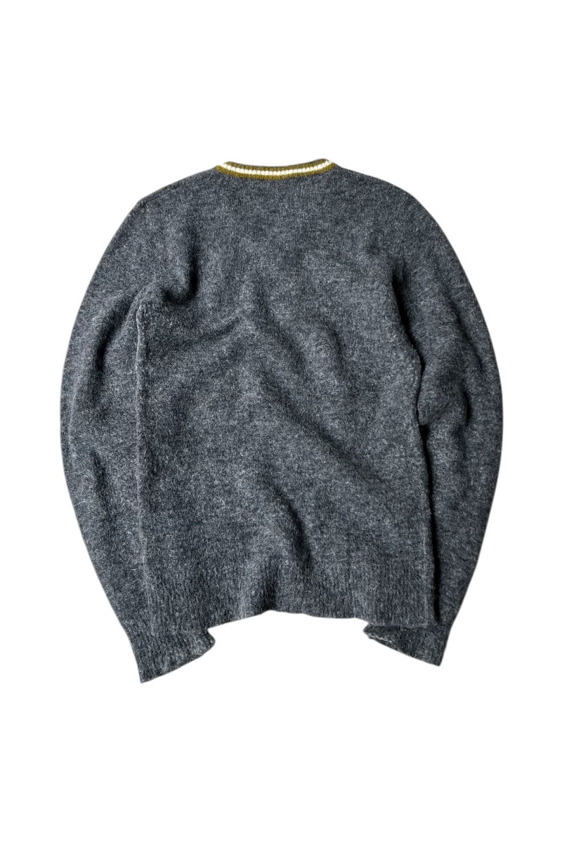 MADE IN ITALY V-NECK MOHAIR SWEATER / GRAY [SIZE: S USED]