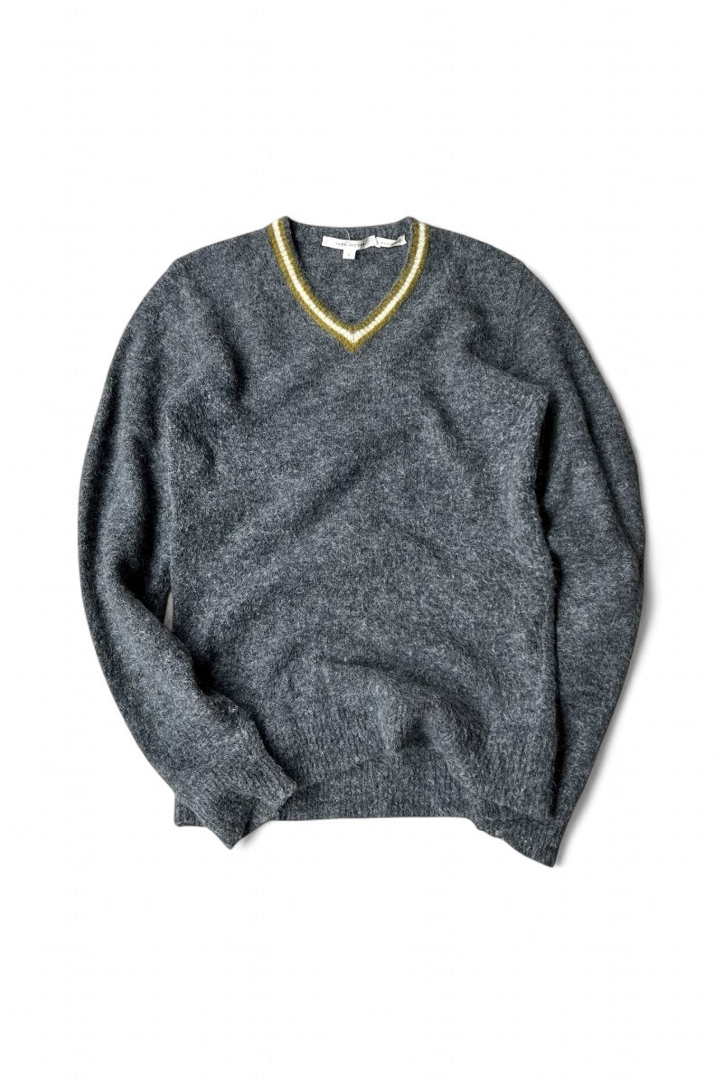 MADE IN ITALY V-NECK MOHAIR SWEATER / GRAY [SIZE: S USED]