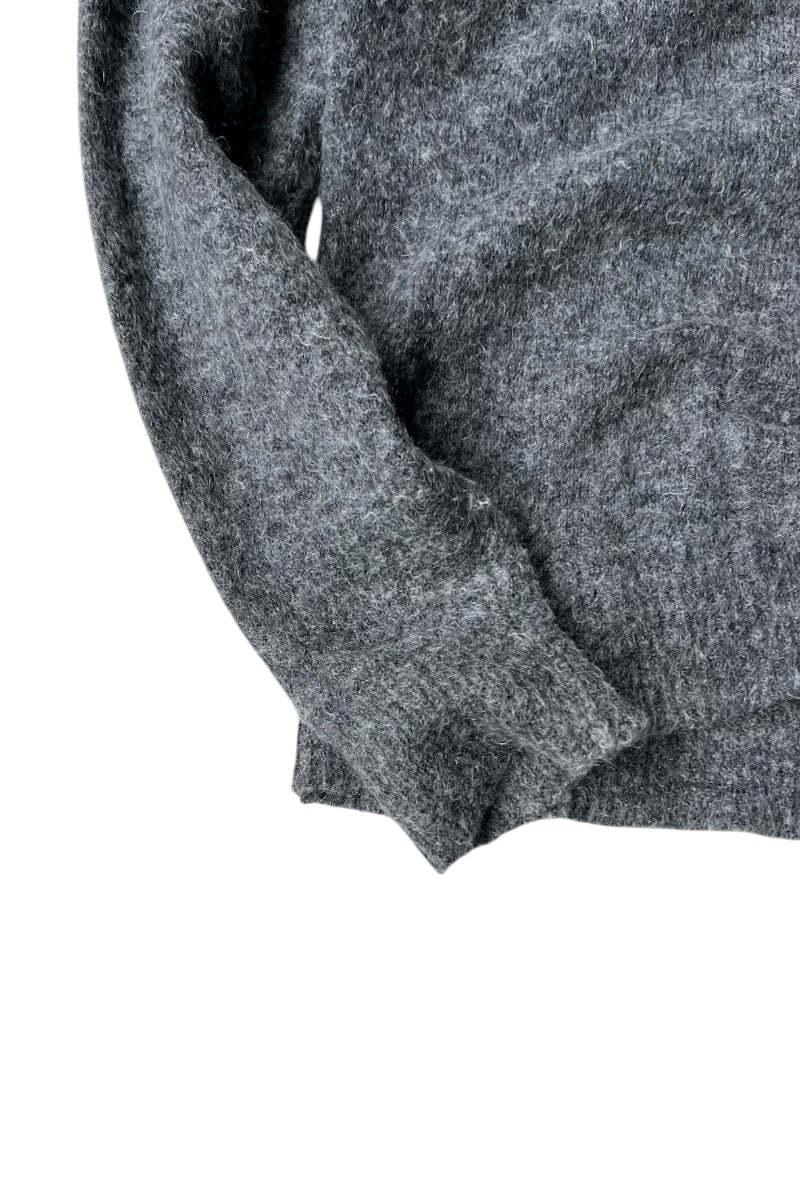 MADE IN ITALY V-NECK MOHAIR SWEATER / GRAY [SIZE: S USED]