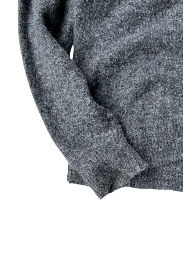 MADE IN ITALY V-NECK MOHAIR SWEATER / GRAY [SIZE: S USED]