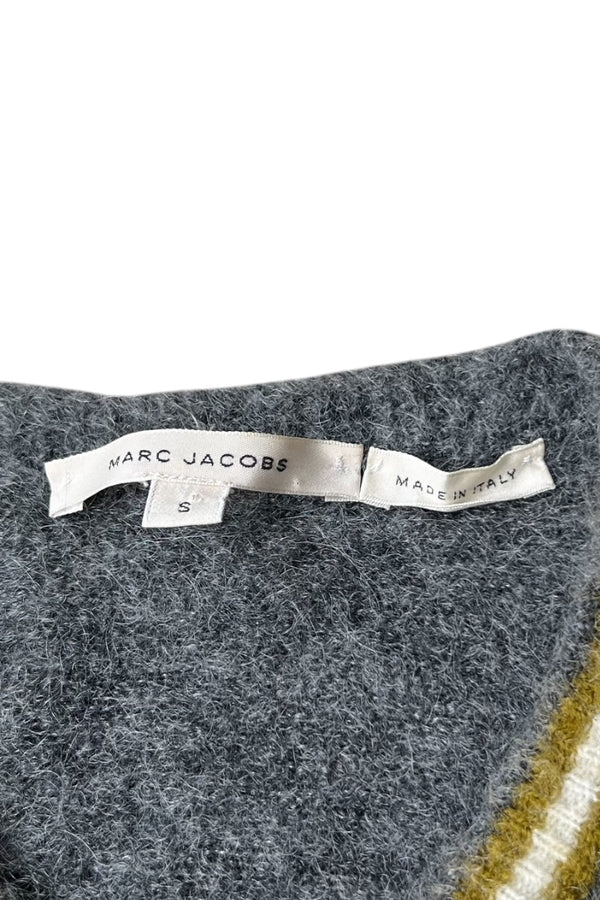 MADE IN ITALY V-NECK MOHAIR SWEATER / GRAY [SIZE: S USED]