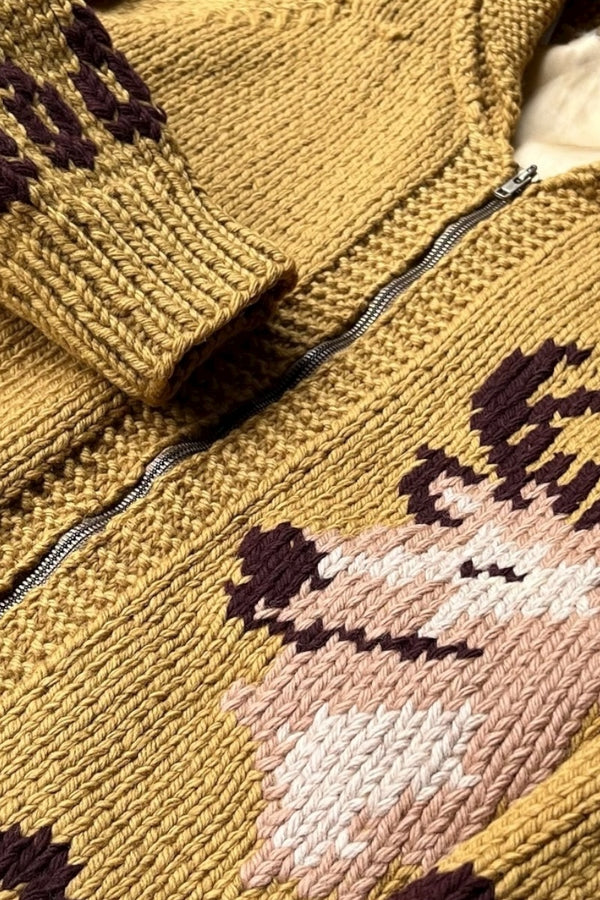 60-70'S COWICHAN KNIT SWEATER / YELLOW [SIZE: L USED]