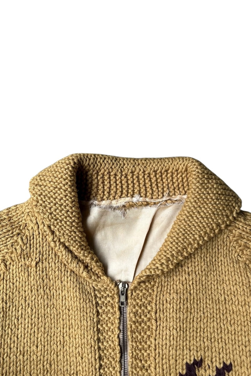 60-70'S COWICHAN KNIT SWEATER / YELLOW [SIZE: L USED]