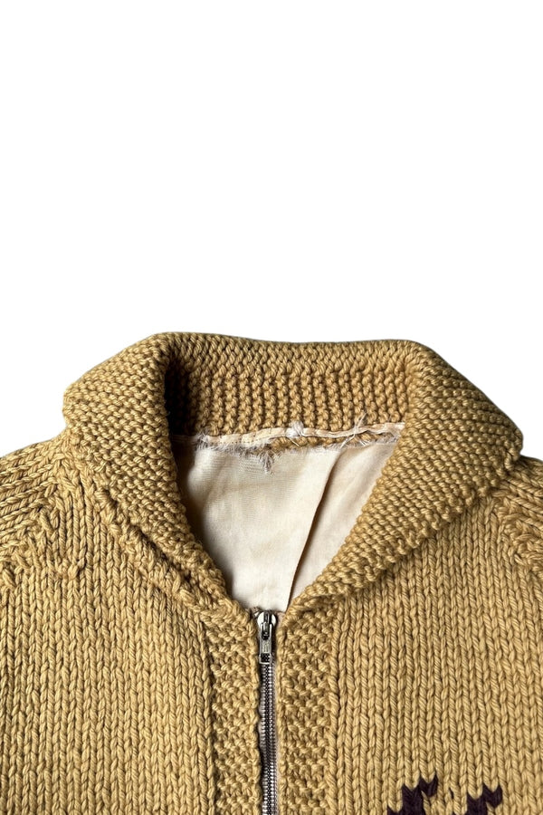 60-70'S COWICHAN KNIT SWEATER / YELLOW [SIZE: L USED]