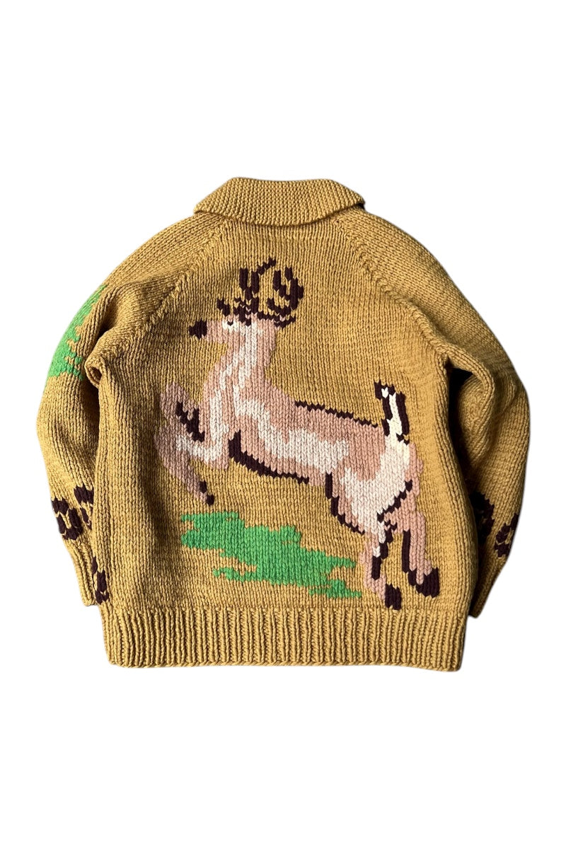 60-70'S COWICHAN KNIT SWEATER / YELLOW [SIZE: L USED]