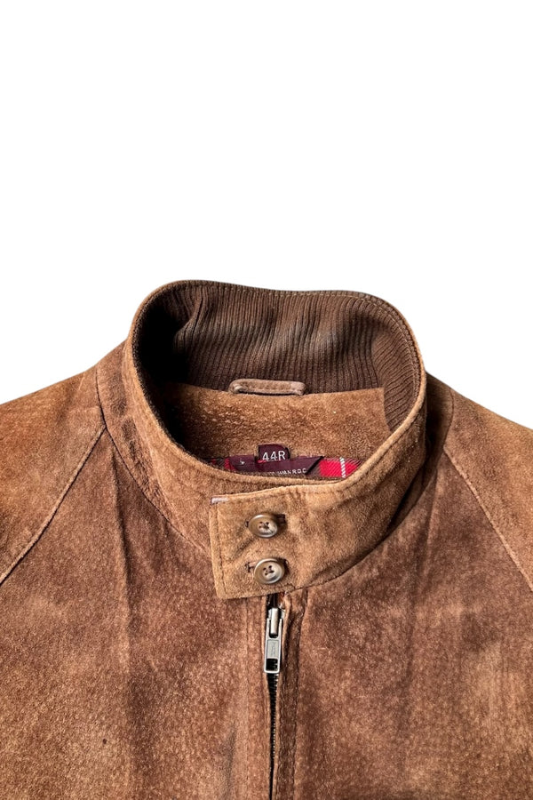 90'S LEATHER SUEDE HARRINGTON JACKET / BROWN [SIZE: M USED]