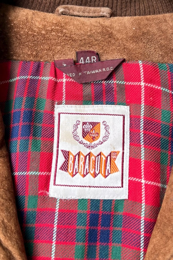 90'S LEATHER SUEDE HARRINGTON JACKET / BROWN [SIZE: M USED]