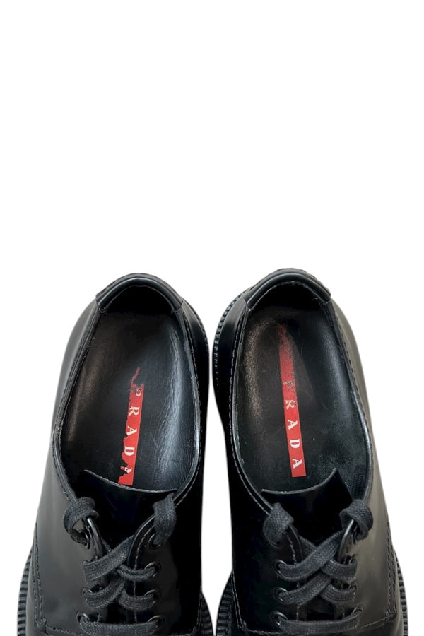MADE IN ITALY CAP TOE LEATHER SHOES / BLACK [SIZE: 8 (approx. 27cm) USED]