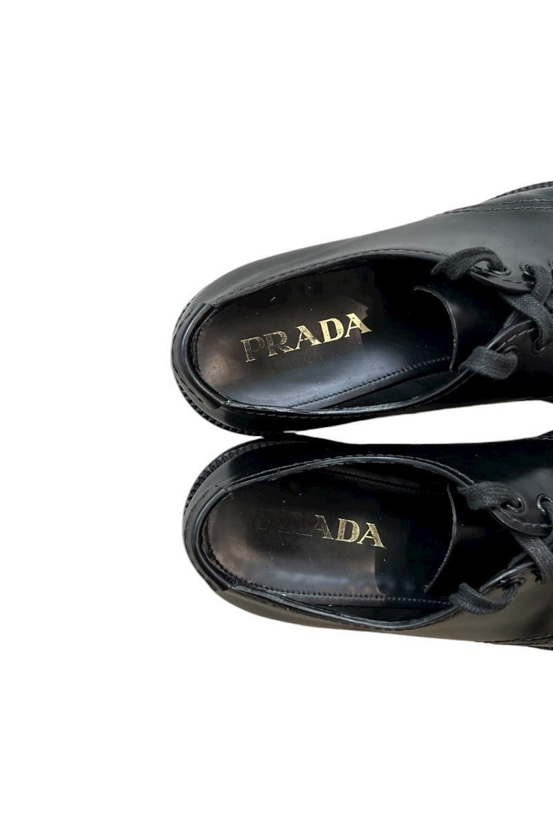MADE IN ITALY CAP TOE LEATHER SHOES / BLACK [SIZE: 8 (approx. 27cm) USED]