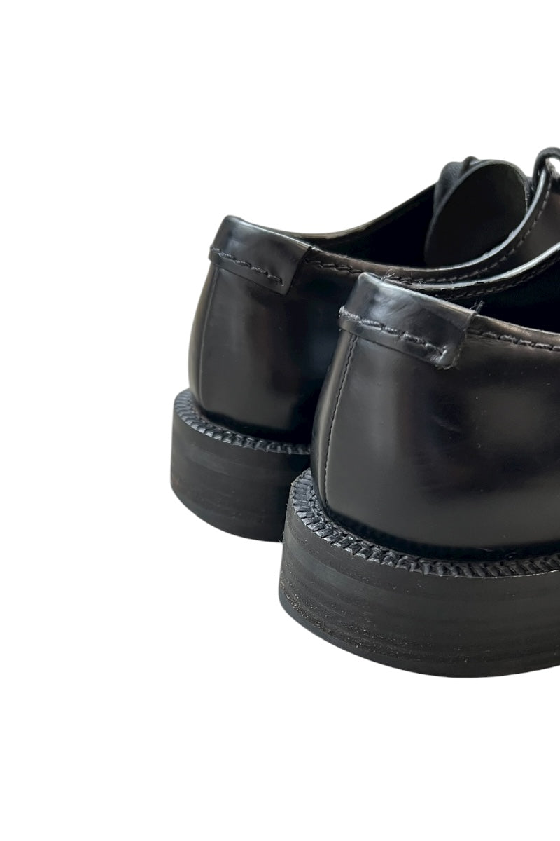 MADE IN ITALY CAP TOE LEATHER SHOES / BLACK [SIZE: 8 (approx. 27cm) USED]