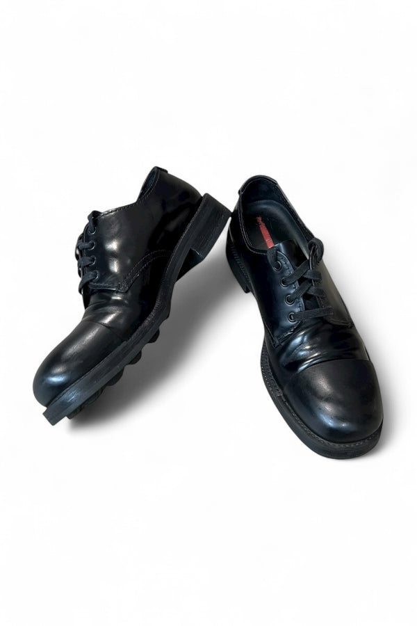 MADE IN ITALY CAP TOE LEATHER SHOES / BLACK [SIZE: 8 (approx. 27cm) USED]
