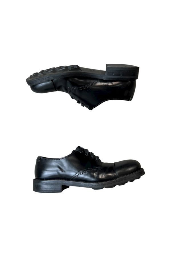MADE IN ITALY CAP TOE LEATHER SHOES / BLACK [SIZE: 8 (approx. 27cm) USED]