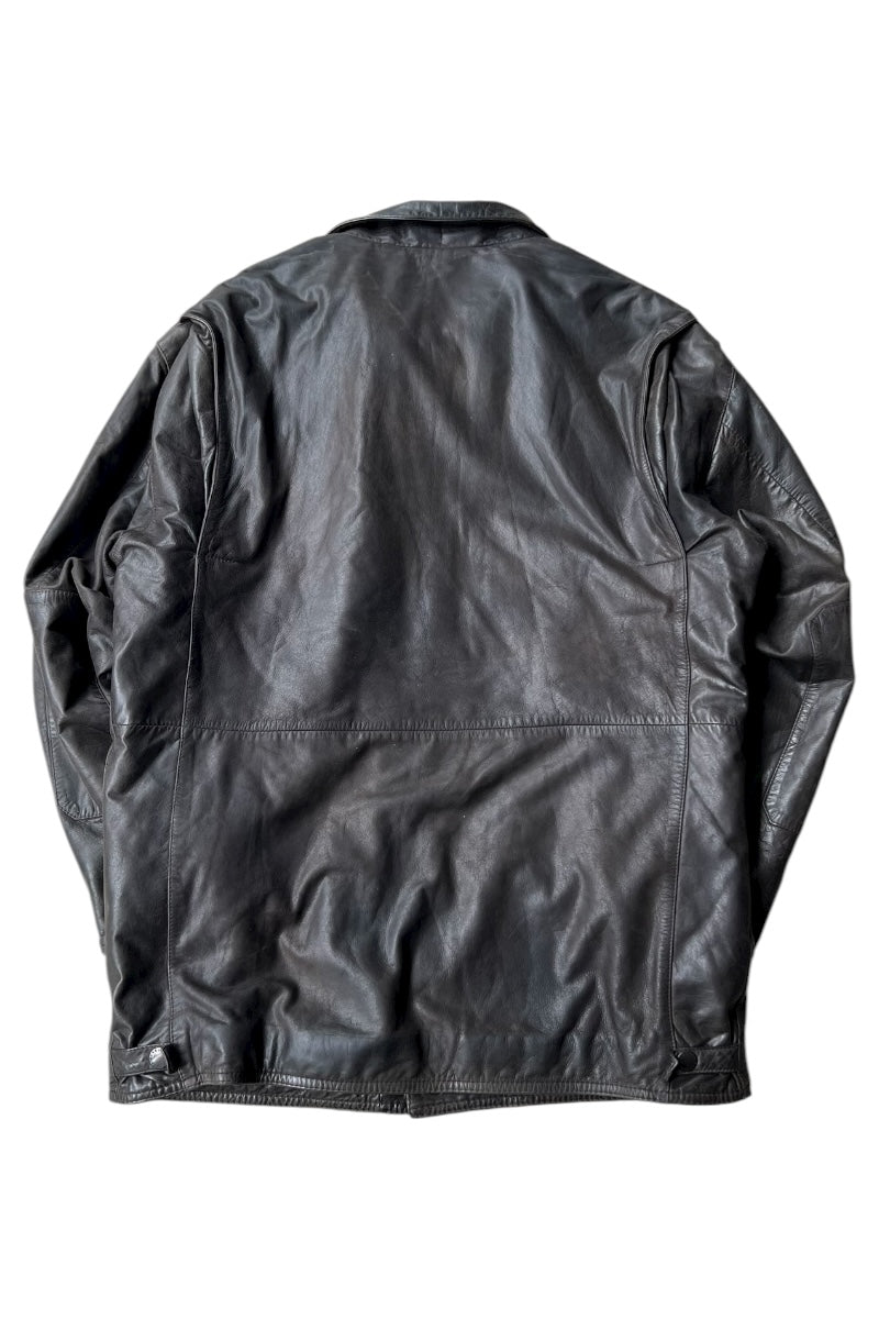 Y2K 02'S BUSHMAN LEATHER JACKET / BLACK [SIZE: M USED]