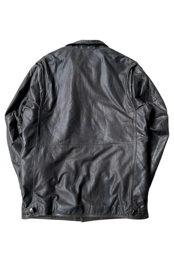 Y2K 02'S BUSHMAN LEATHER JACKET / BLACK [SIZE: M USED]