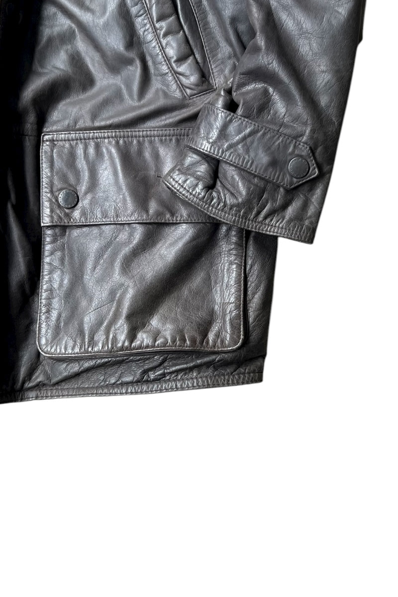 Y2K 02'S BUSHMAN LEATHER JACKET / BLACK [SIZE: M USED]
